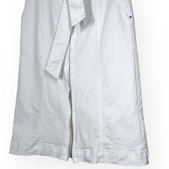THAKOON COLLECTIVE White Denim Midi Skirt Belted Coquette Trendy Brunch A-Line - Picture 6 of 13